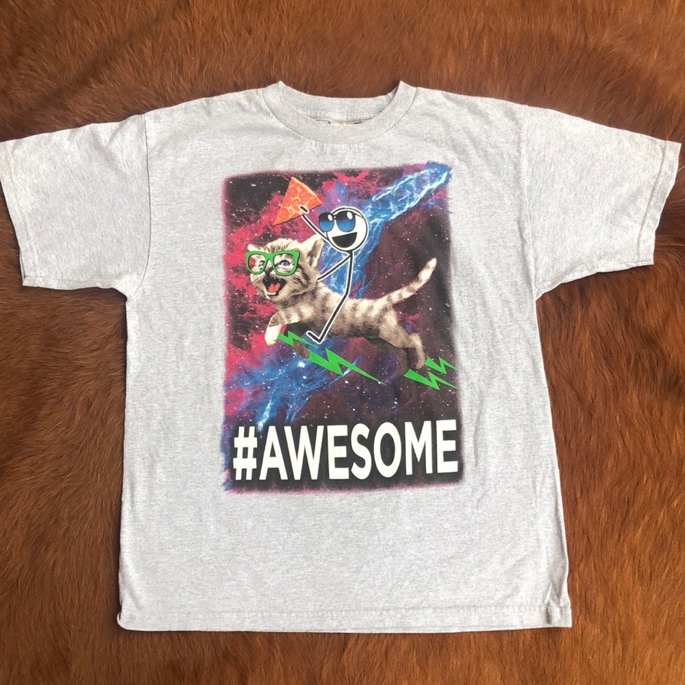 Alstyle youth retail gray cat shirt